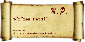 Mózes Pető névjegykártya